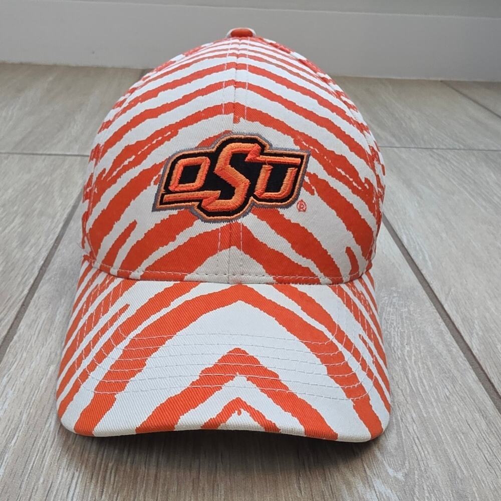 Zubaz Oklahoma State Cowboys OSU Snapback Hat Orange White Stripe Adjustable Cap